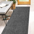 3' x 13' Runner Rugs with Rubber Backing, Indoor Outdoor Utility Carpet Runner Rugs, Stripe Gray, Can Be Used as Aisle for The RV and Boat, Laundry Room and Balcony