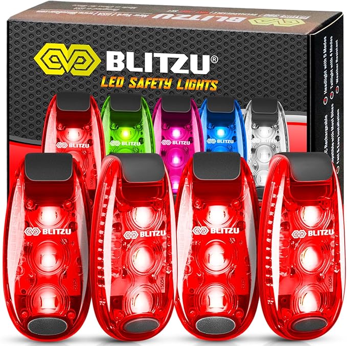 4 Pack LED Safety Light, Clip on Reflective Gear Lights for Walking at Night, Running, Jogging, High Visibility Strobe Light Accessories for Runners, Kids, Hiking, Kayak, Cycling, Camping, Boat