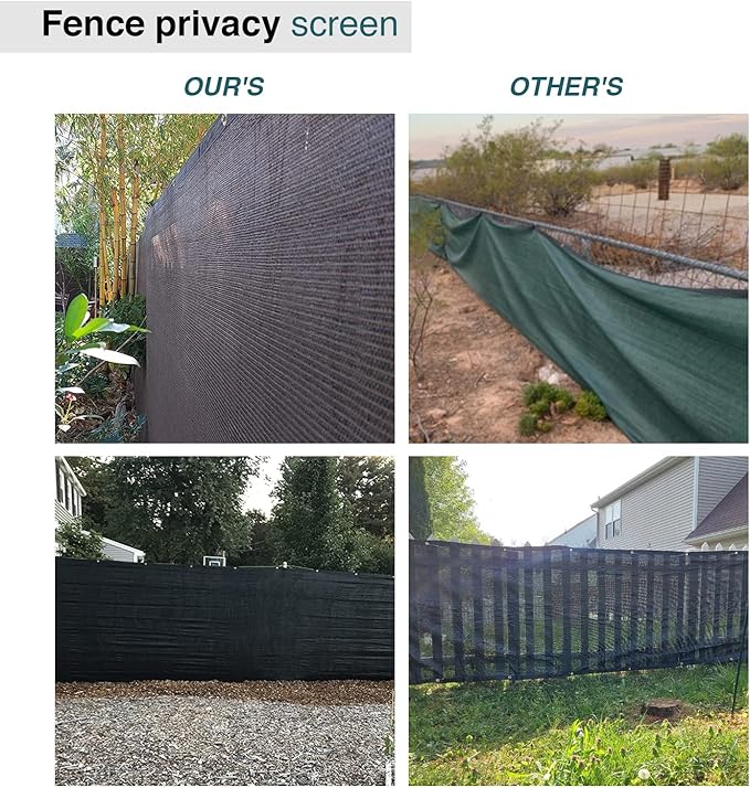 ECOOPTS 8'x40' Privacy Fence Screen Windscreen with Copper Grommets, Fit for Commercial Fence and Residential Garden Outdoor 90% UV Blockage, Cable Zip Ties Included (Green)
