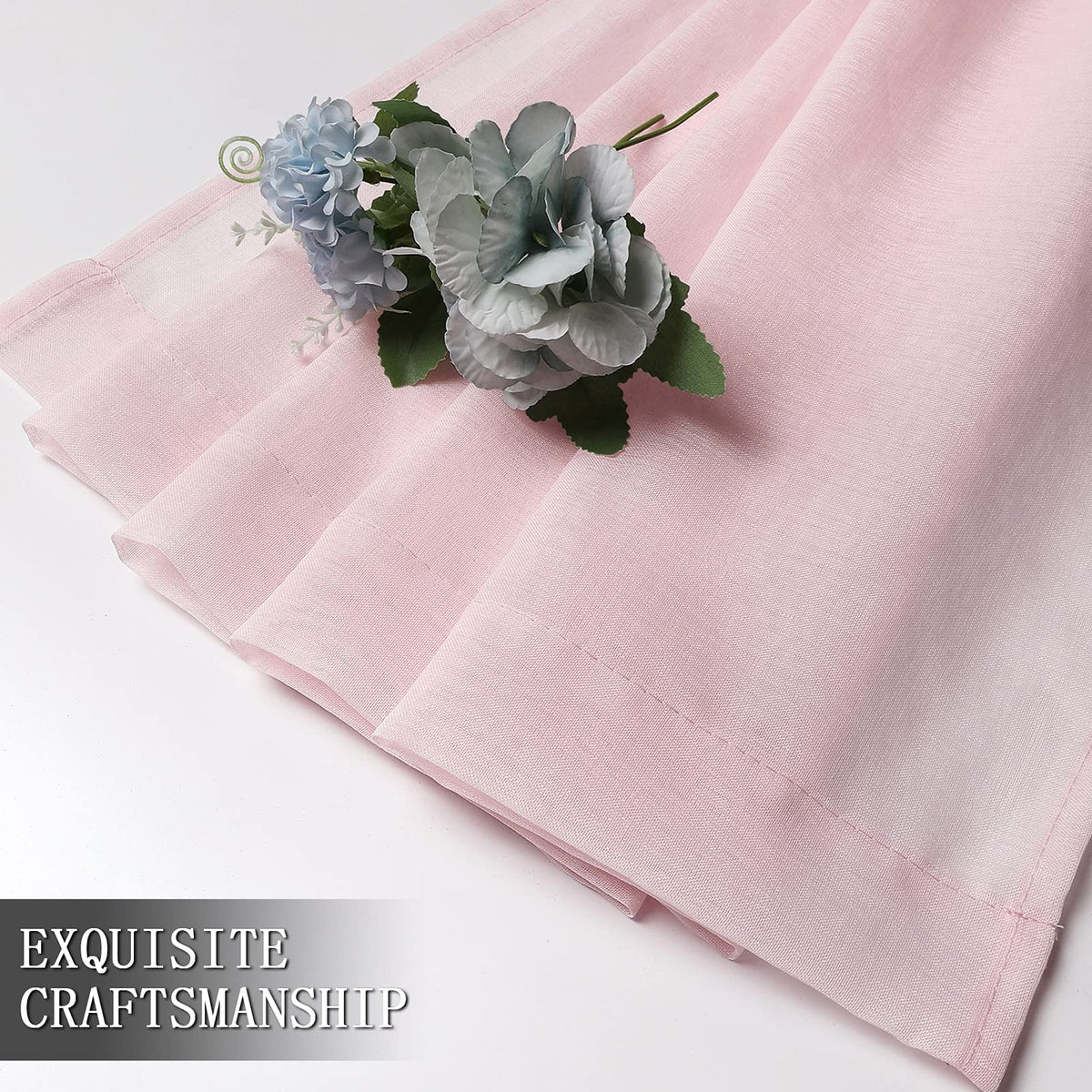 Sheer Curtains Linen Textured Bedroom Curtain Sheers Light Filtering Rod Pocket Voile Curtains for Living Room (2 Count)