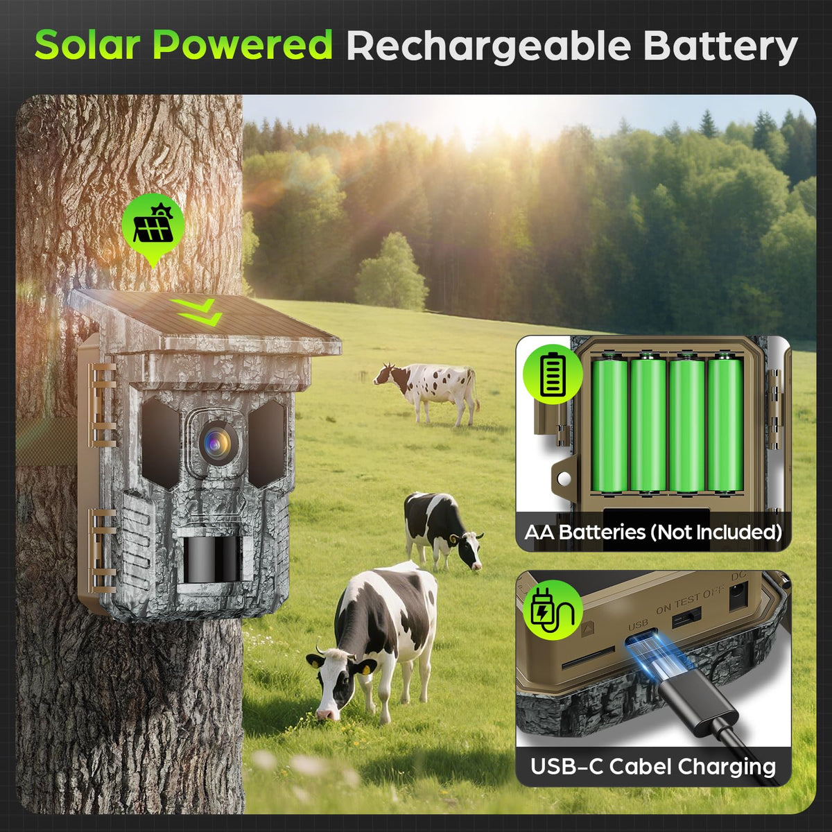 VIDVIS Trail Camera - 4K, 64MP, Solar, WiFi