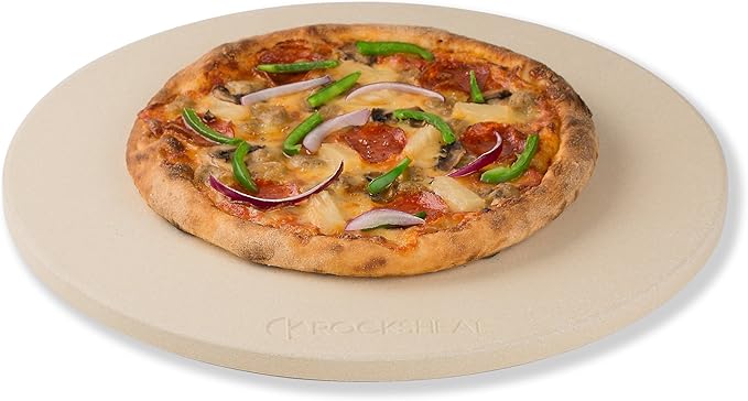 K ROCKSHEAT Pizza Stone for Oven and Grill 14.2 Inch Round, Cordierite Bread baking stone, 14.2" Cooking Stone for Grill