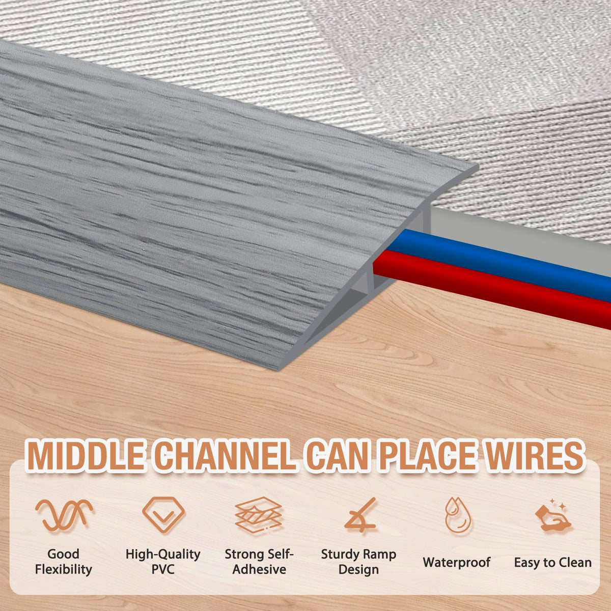 Floor Transition Strip Self Adhesive Vinyl Door Threshold Strip (10 Foot)