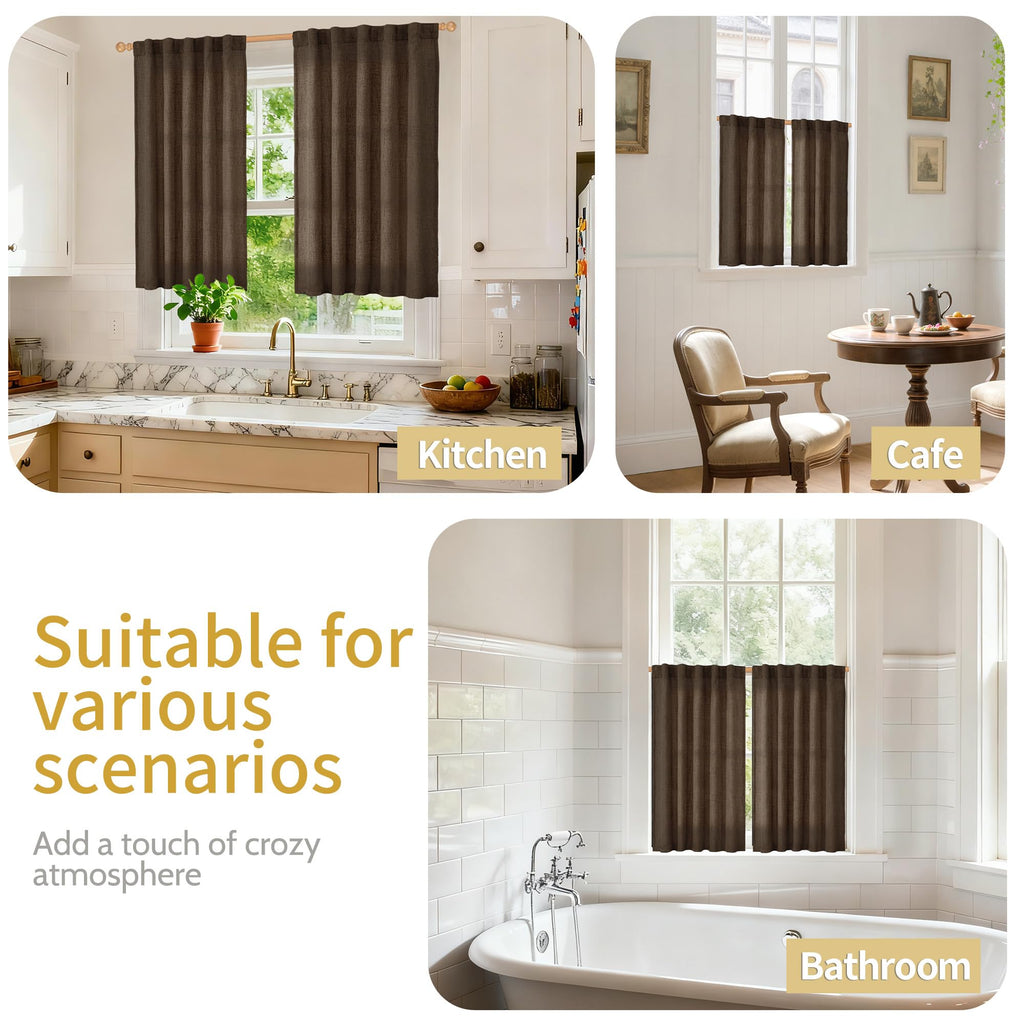 Brown Linen Curtains 40 Inches Long (2 Count)