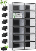 X Large Shoe Storage Boxes with Activated Charcoal Packs for Closet (12 Count)