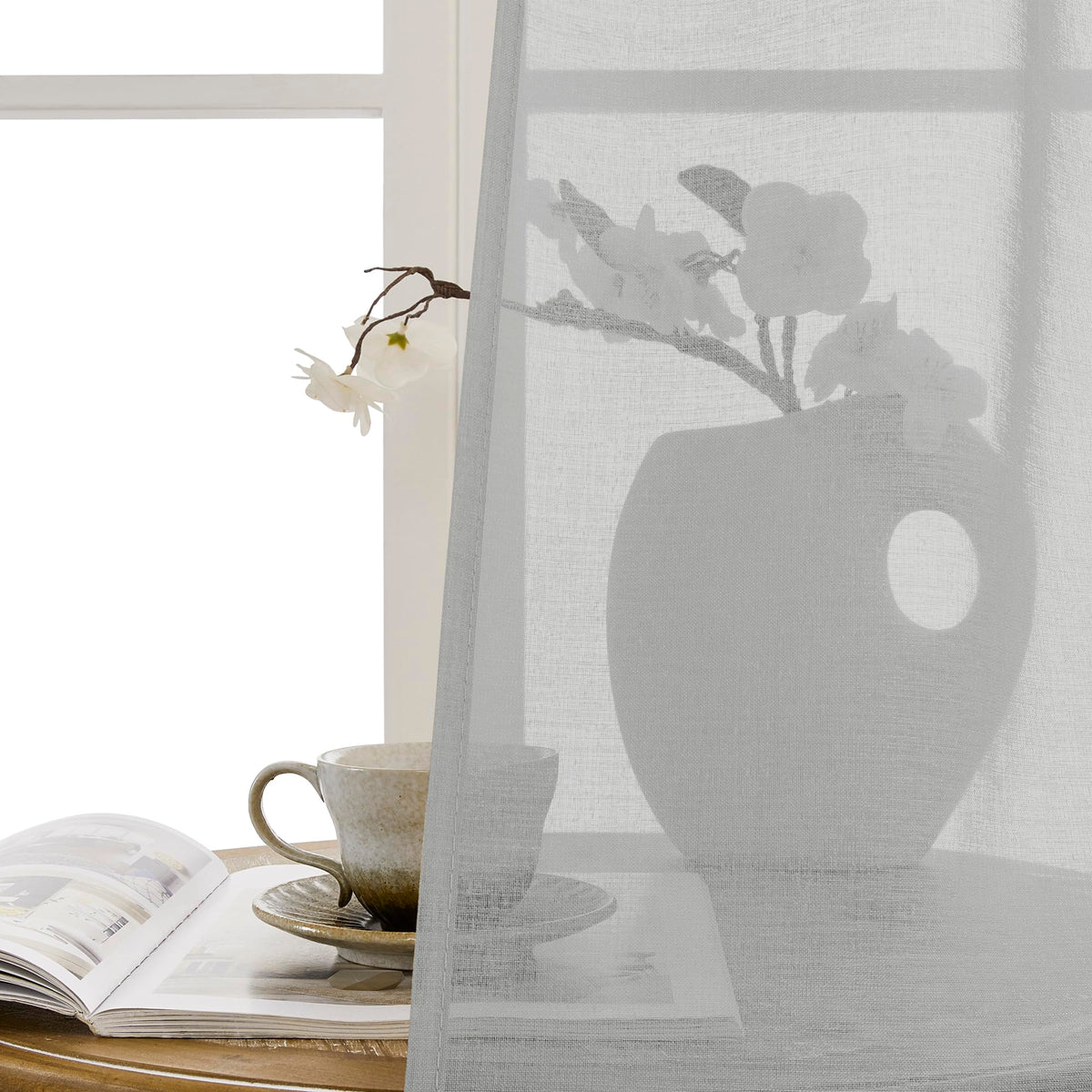 Small Sheer Door Curtain Closet Linen Textured Curtain Sheers Doorway Light Filtering Voile French Door Rod Pocket Curtains Patio Glass Doors