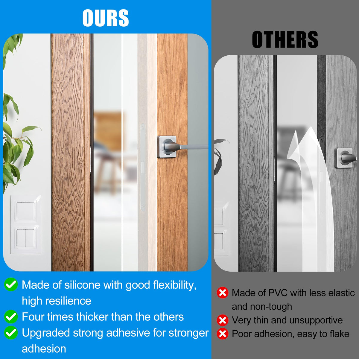 Draft Seal Tape for Doors and Windows 1 in x 40 Ft Silicone Weather Stripping Extra Thick 2mm Door Seal Strip with Strong Adhesive Draft Insulation Stopper Side Seal (40 Foot)
