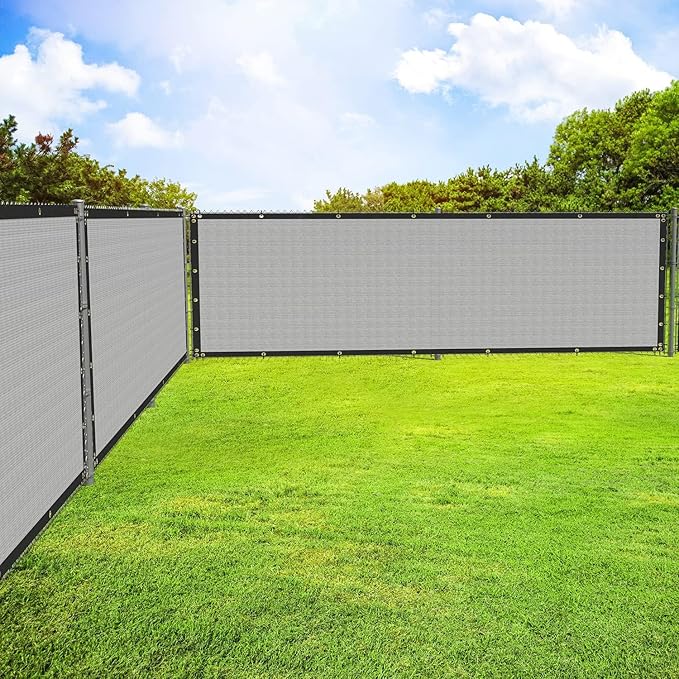 ECOOPTS 4'x255' Privacy Fence Screen Windscreen with Copper Grommets, Fit for Commercial Fence and Residential Garden Outdoor 90% UV Blockage, Cable Zip Ties Included (Gray)