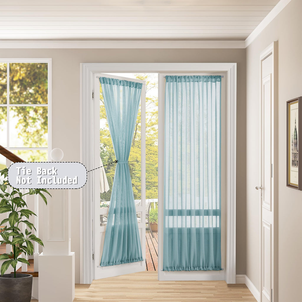 Sheer Door Curtains Closet Linen Textured Curtain Sheers Doorway Light Filtering Voile Patio Glass Door Rod Pocket Curtains French Doors