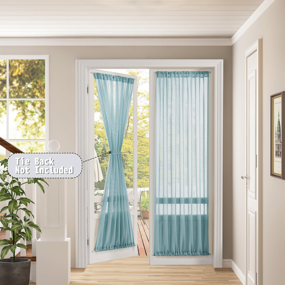 Sheer Door Curtains Closet Linen Textured Curtain Sheers Doorway Light Filtering Voile Patio Glass Door Rod Pocket Curtains French Doors
