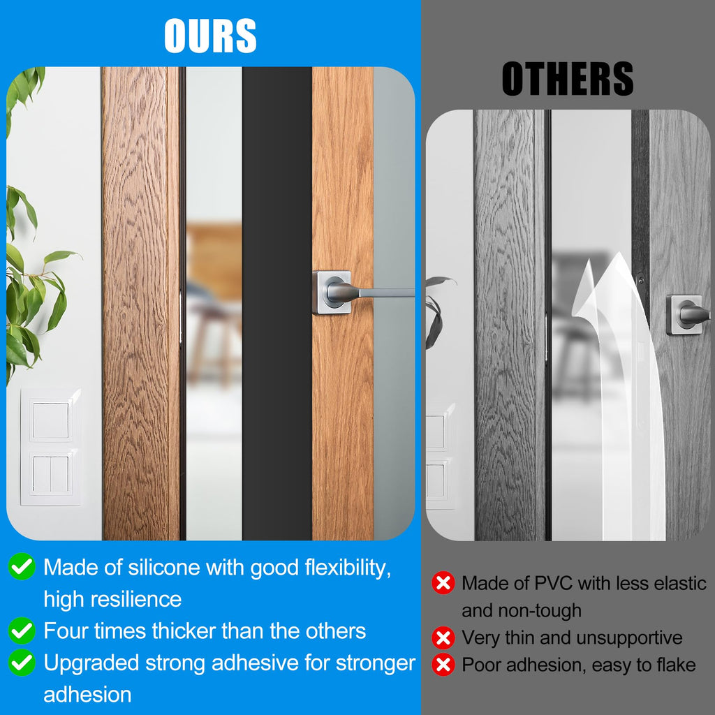 Draft Seal Tape for Doors and Windows 1 in x 10 Ft Silicone Weather Stripping Extra Thick 2mm Door Seal Strip with Strong Adhesive Draft Insulation Stopper Side Seal
