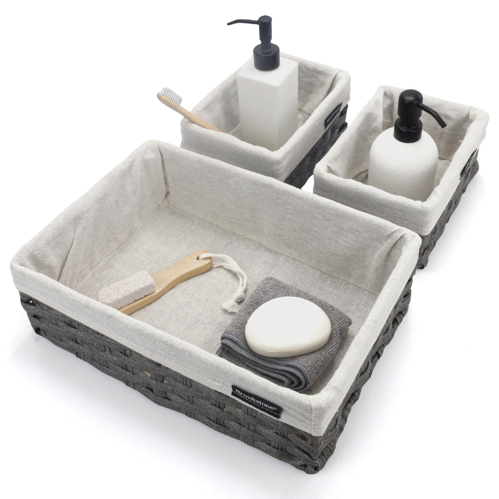 Wicker Shelf Storage Basket Decorative Shelf Bin (3 Count)