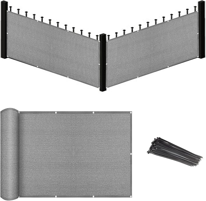 Eden's Decor Balcony Privacy Screen Grey 4'x 8' Cover Mesh Windscreen Weather-Resistant UV Protection for Backyard Deck, Patio, Balcony, Pool, Porch, Fence, Railing, Gardening