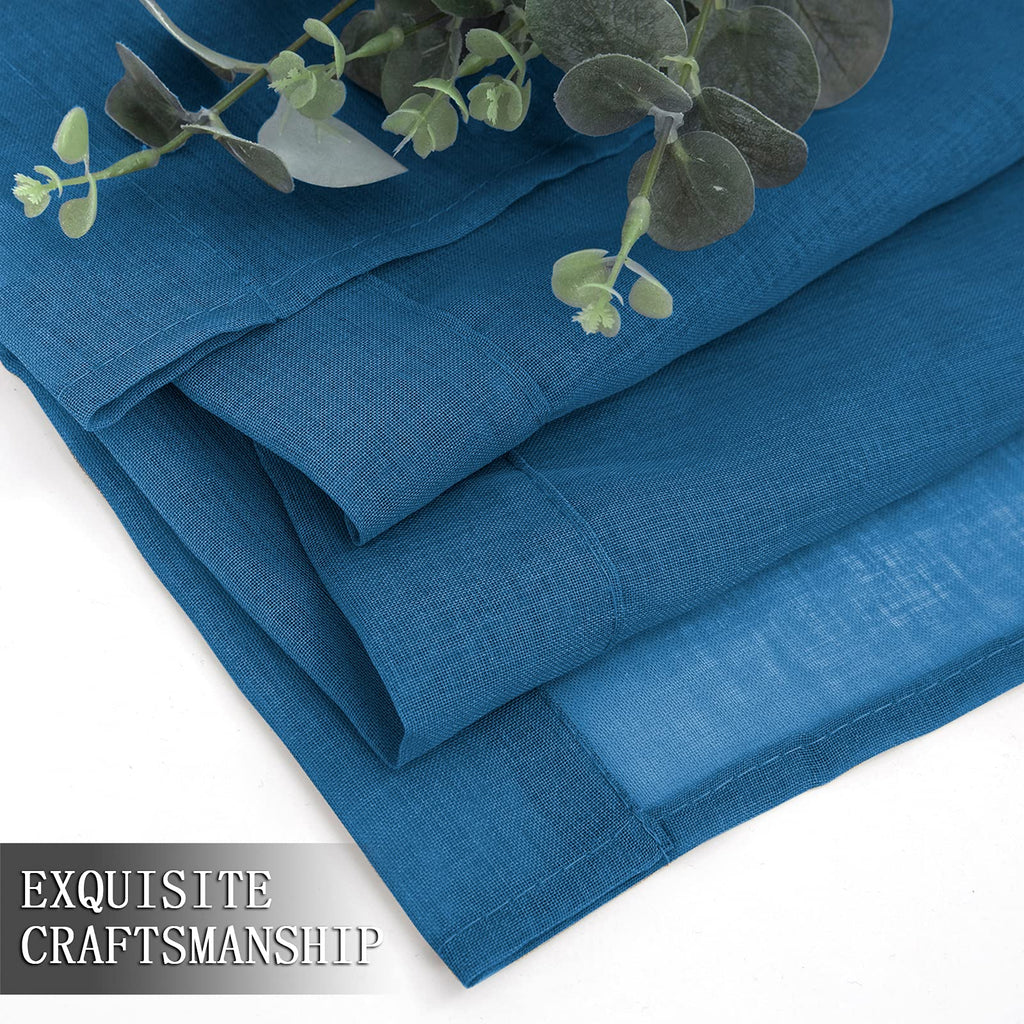 Short Sheer Tier Curtains Linen Textured Half Kitchen Curtain Sheers Light Filtering Rod Pocket Voile Small Curtain for Bathroom