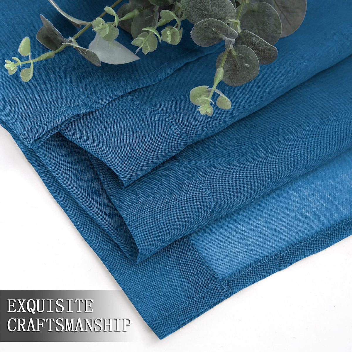 Sheer Curtains Linen Textured Bedroom Curtain Sheers Light Filtering Rod Pocket Voile Curtains for Living Room (2 Count)