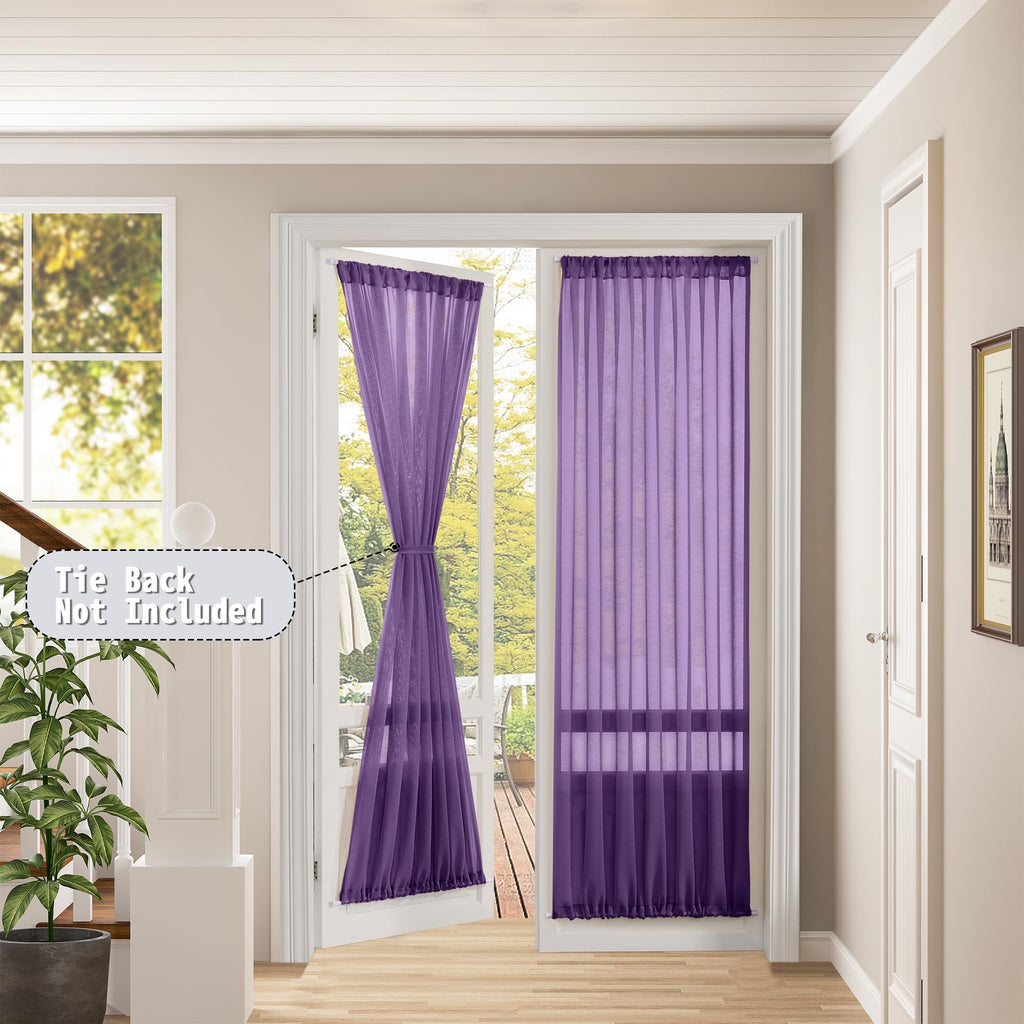 Sheer Door Curtain Closet Linen Textured Curtains Sheer Doorway Light Filtering Voile Patio Glass Doors Rod Pocket Curtain French Door