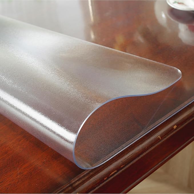 Frosted Clear Table Protector 30 x 48 Inch, 2mm Thick Plastic Table Cover, Waterproof PVC Clear Table Cover Protector, Desk Protector Mat, Writing Desk Pad for Desktop, Coffee & Dining Room Table