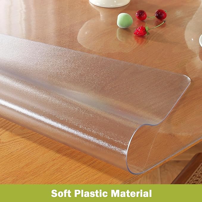 Frosted Clear Table Protector 42 x 96 Inch, 1.5mm Thick Plastic Table Cover, Waterproof PVC Clear Table Cover Protector, Desk Protector Mat, Writing Desk Pad for Desktop, Coffee & Dining Room Table