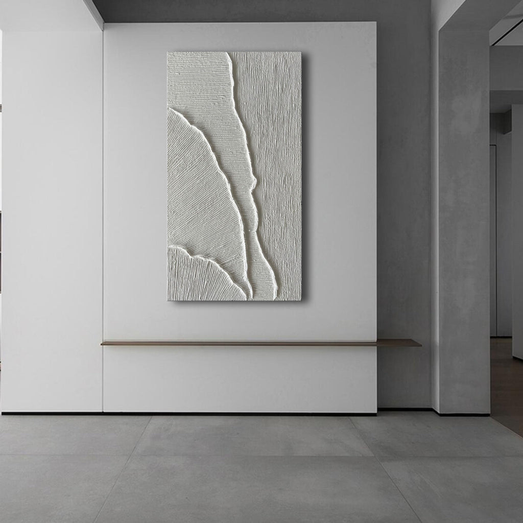 Thick Texture White Abstract Oil Painting Thick Texture Texture Beach Wave Landscape Painting Family Wall Art Deco Oil Painting 24X48 Inches
