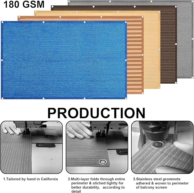 Eden's Decor Balcony Privacy Screen Brown 2'6"x 6' Cover Mesh Windscreen Weather-Resistant UV Protection for Backyard Deck, Patio, Balcony, Pool, Porch, Fence, Railing, Gardening