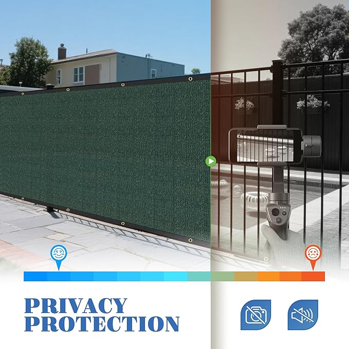 ECOOPTS 4'x78' Privacy Fence Screen Windscreen with Copper Grommets, Fit for Commercial Fence and Residential Garden Outdoor 90% UV Blockage, Cable Zip Ties Included (Green)