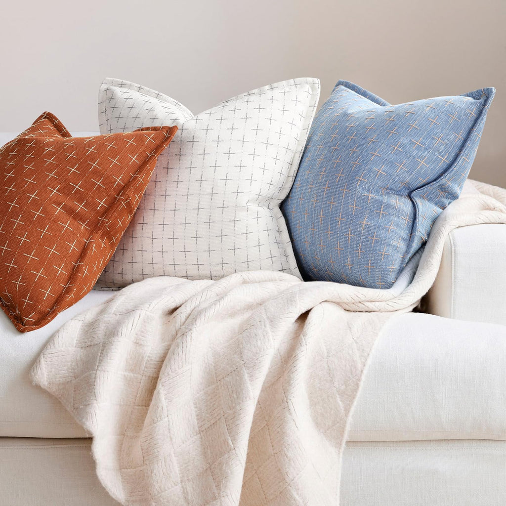 Pillow Covers 22x22 Set of 2 Soft Polyester Textured Pillow Covers with Stylish Flange Edge Cozy Farmhouse Throw Pillows for Couch Bed Sofa Living Room (2 Count)