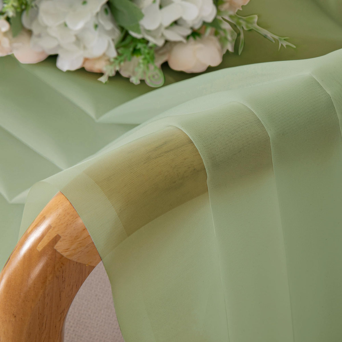 Light Green Sheer Curtains 36 inch Length 2 Panels Set (2 Count)