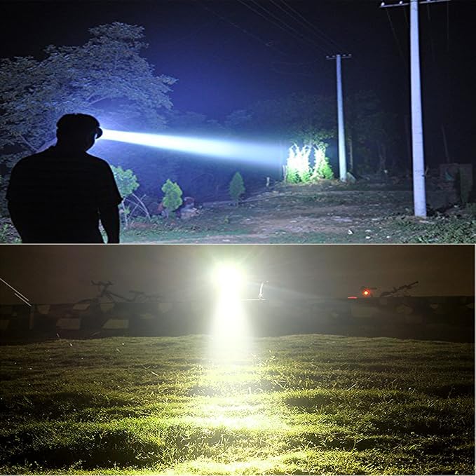 Super Bright Headlamp Rechargeable LED Spotlight with Battery Powered Headlight for Garden Outdoor Camping Fishing (Large)