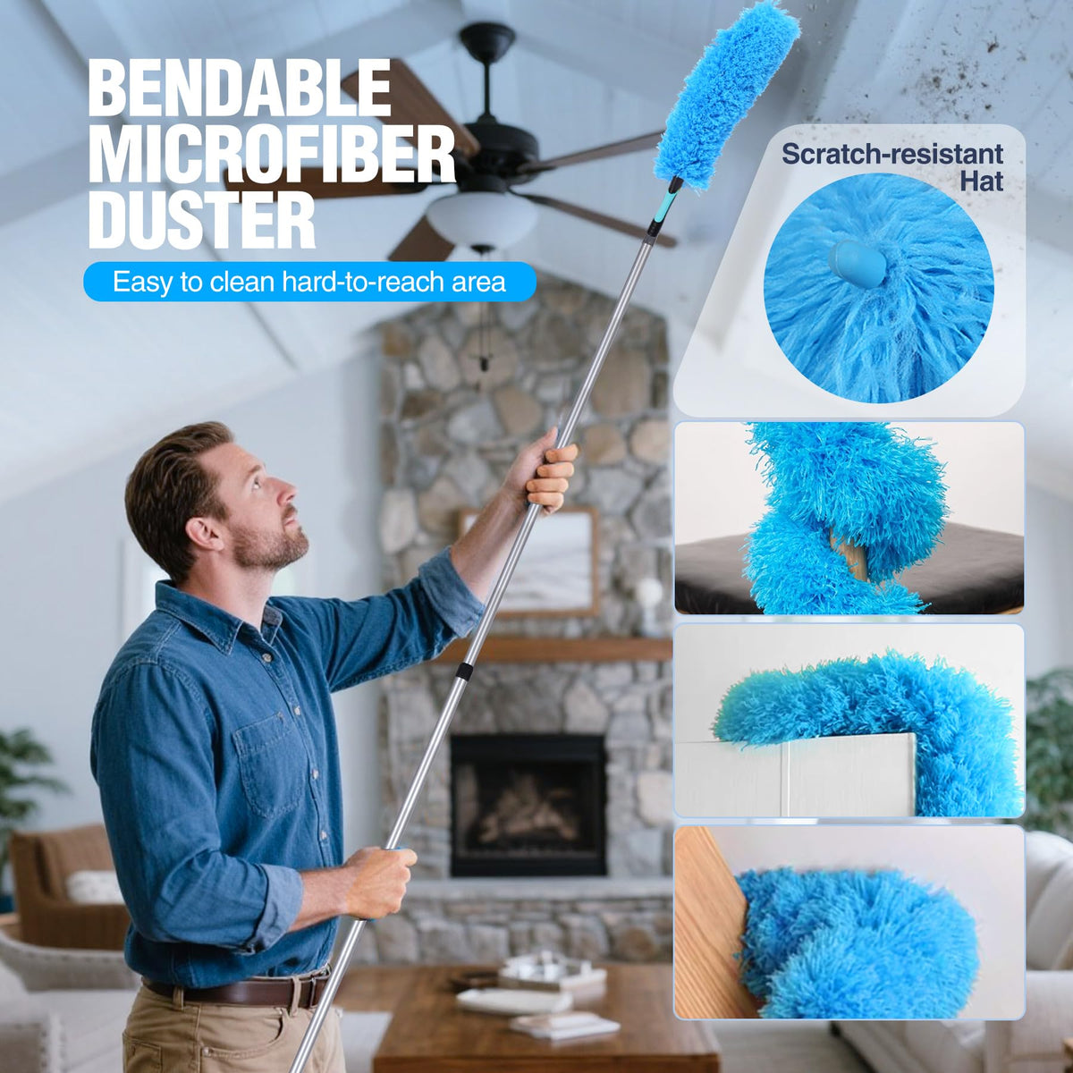 15 Foot High Ceiling Duster Kit with 4
