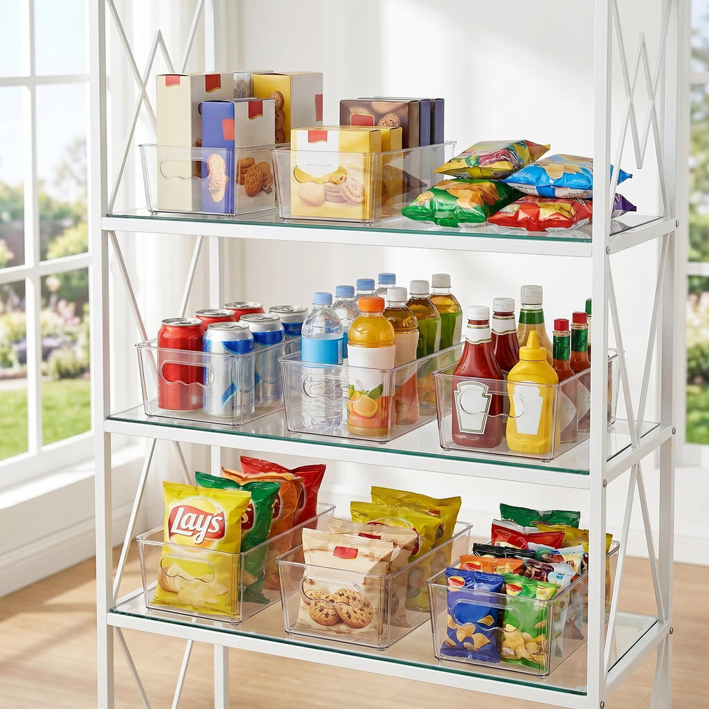 6pcs Clear Storage Bins with Handles (6 Count)