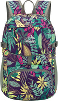 WATERFLY Hiking Foldable Daypack Backpack: 25L Ultra Lightweight Waterproof Day Pack for Woman Man - Small Compact Packable Folding Back Pack for Outdoor Sport Cycling Biking Travel Trip - Print