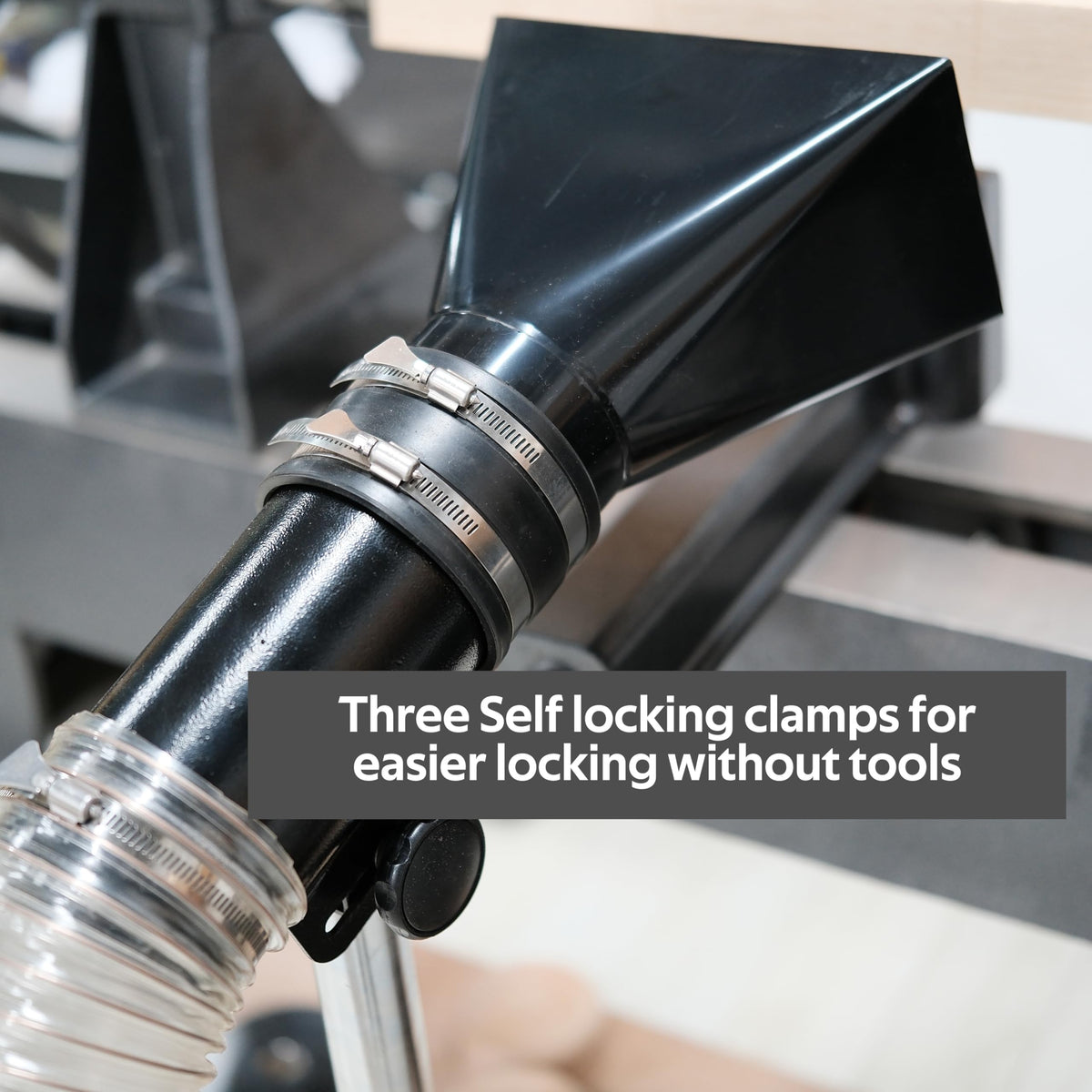 Deluxe Variable Height Dust Extraction Hood with Flexible Rubber Cuff for Interchangable Dust Hood