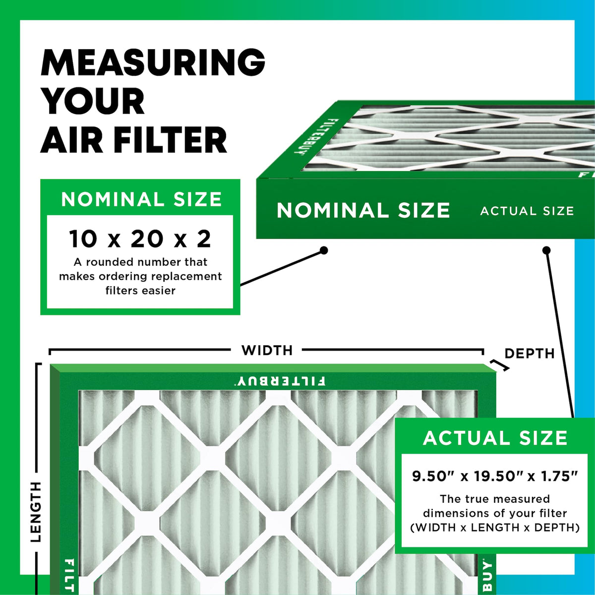 10x20x2 Air Filter MERV 8 Dust & Allergy Defense (6 Count)