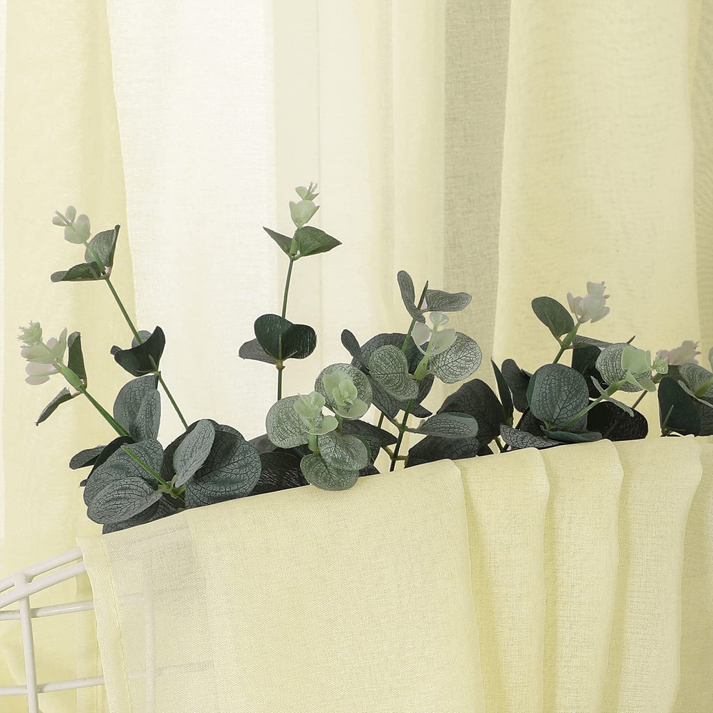 Sheer Tier Curtain Linen Textured Half Kitchen Curtains Sheer Light Filtering Rod Pocket Voile Small Curtains for Bathroom