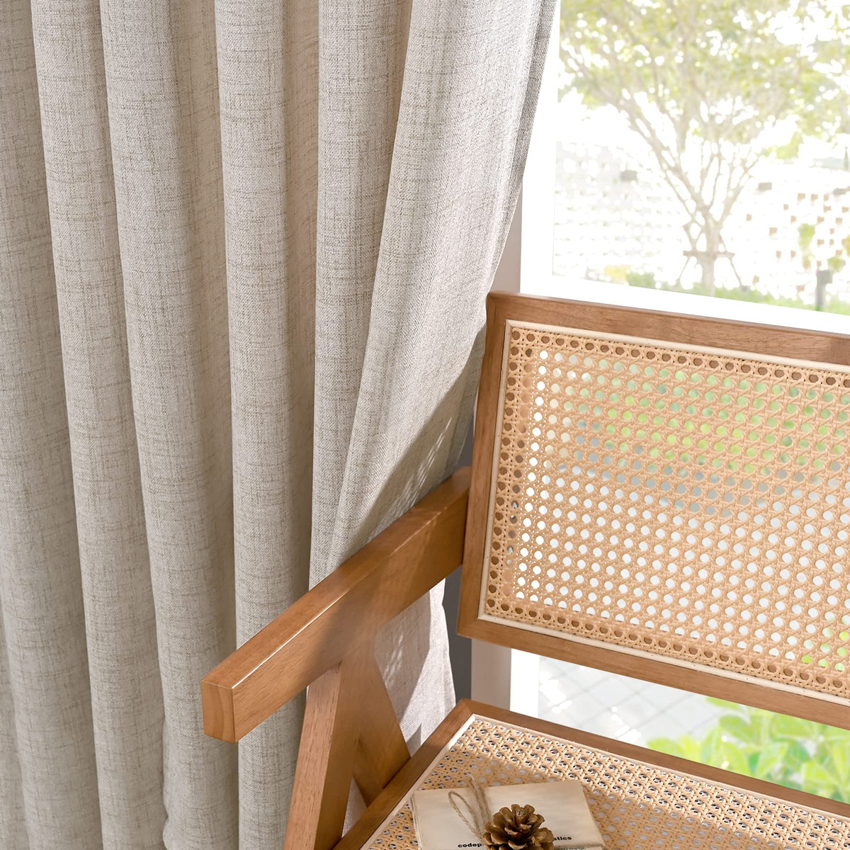 Linen Semi Sheer Curtains 78 Inch Length for Living Room (2 Count)