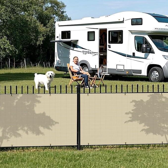 2.5' x 244' Balcony Privacy Screen Fence Cover with Zip Ties Grommets for Apartment Patio Porch Deck Backyard Outdoor (Beige)
