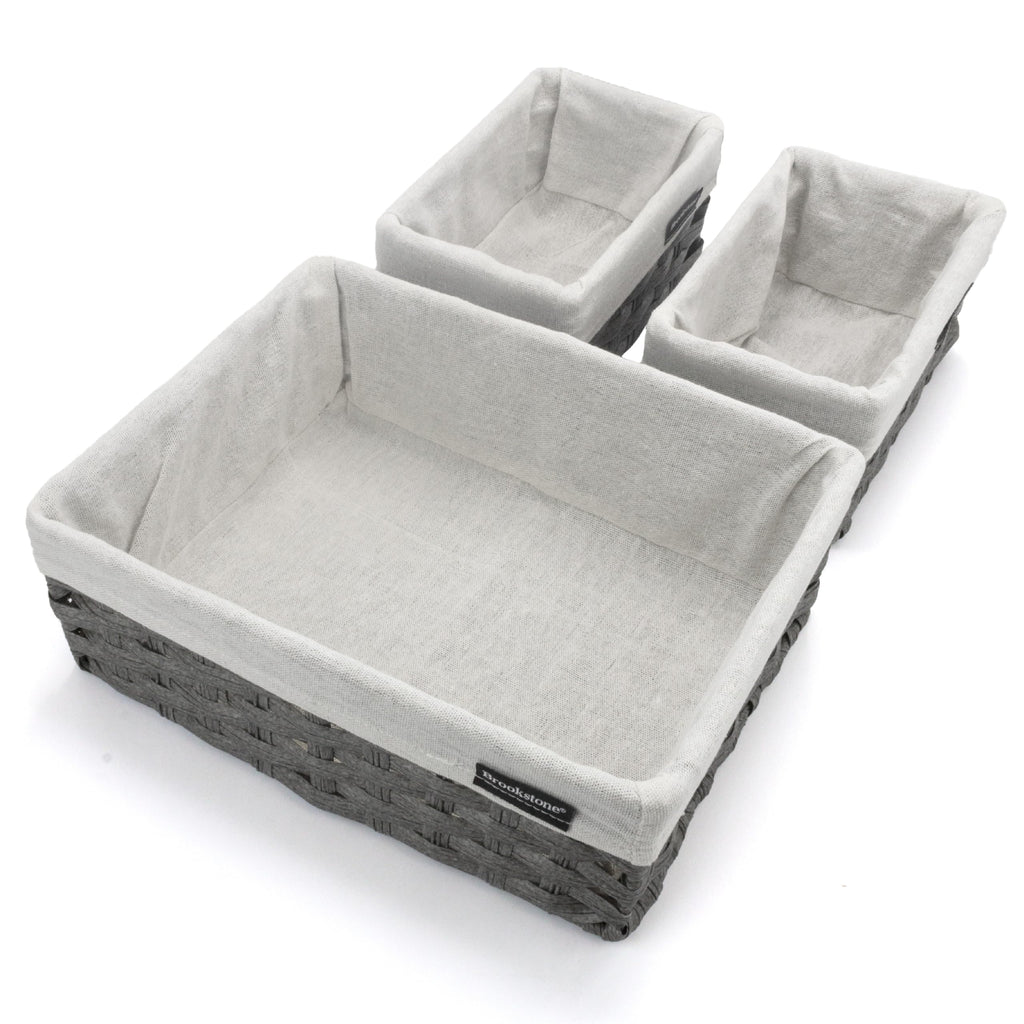 Wicker Shelf Storage Basket Decorative Shelf Bin (3 Count)