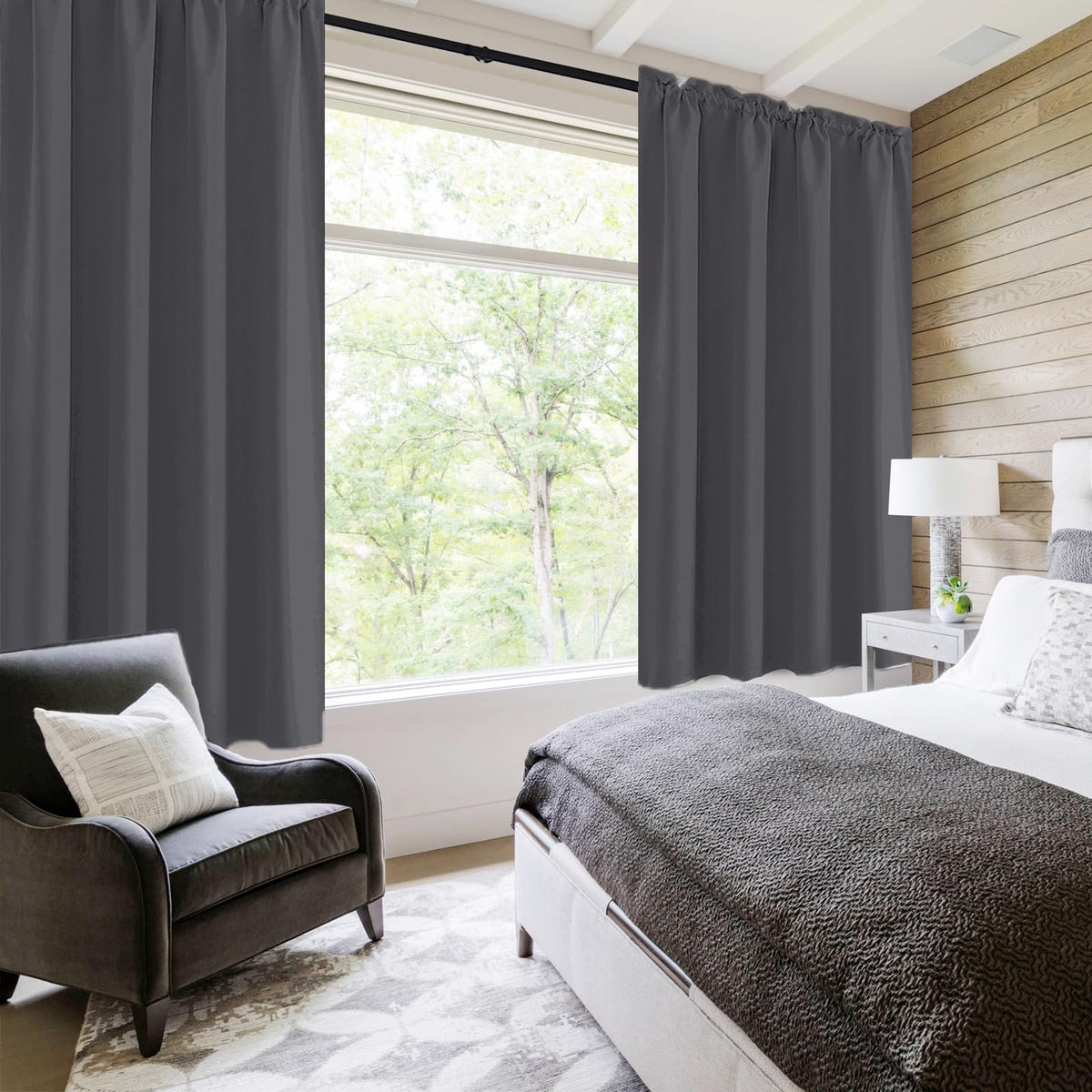 Blackout Curtains for Bedroom 42 x 72 Inch Long Dark Grey 2 Panels (2 Count)