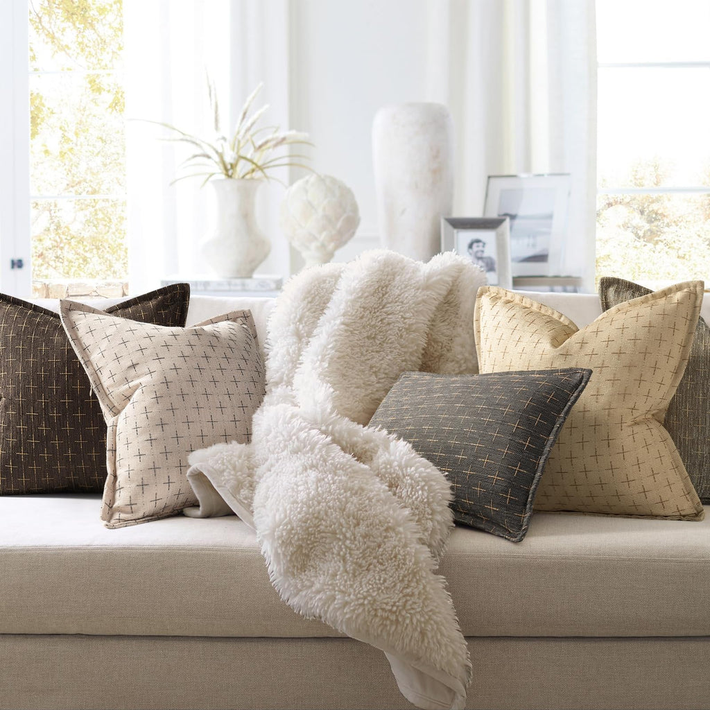 Pillow Covers 26x26 Set of 2 Soft Polyester Textured Pillow Covers with Stylish Flange Edge Cozy Farmhouse Throw Pillows for Couch Bed Sofa Living Room (2 Count)
