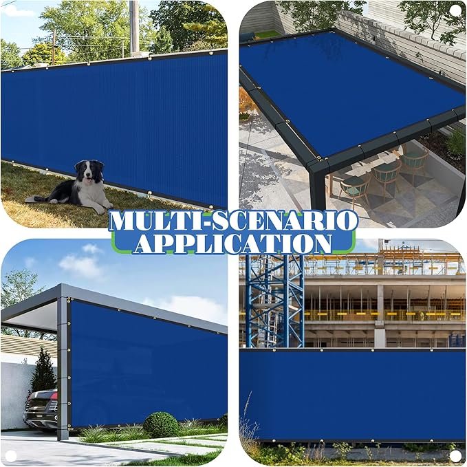 ECOOPTS 4'x195' Privacy Fence Screen Windscreen with Copper Grommets, Fit for Commercial Fence and Residential Garden Outdoor 90% UV Blockage, Cable Zip Ties Included (Blue)