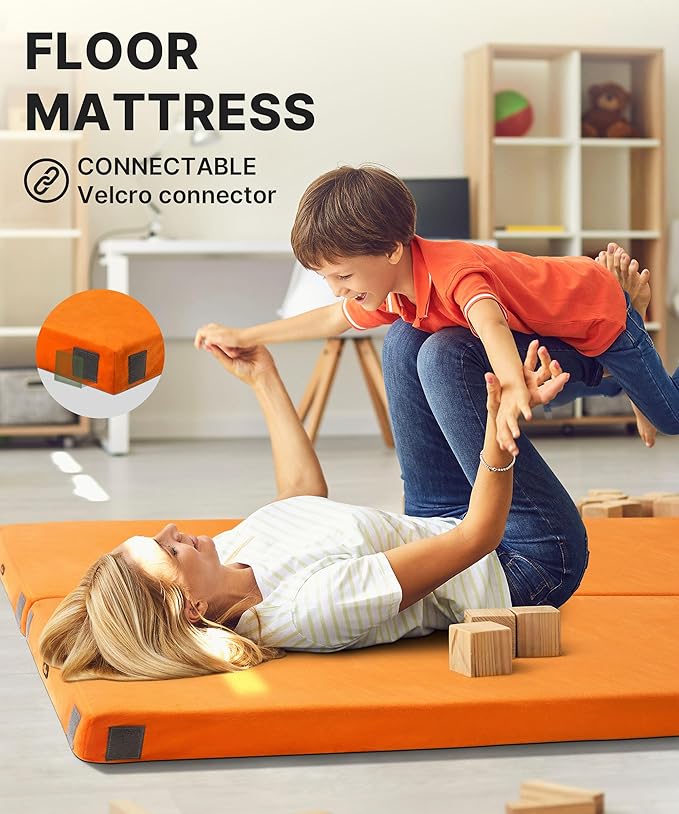 4 INCH Thick Foam Camping Mattress [Car/Tent/Cot] 30D Foam Portable Floor Sleeping Mat Cot Pad Roll Up Mattress for Guests Sleepovers RV Truck Camper