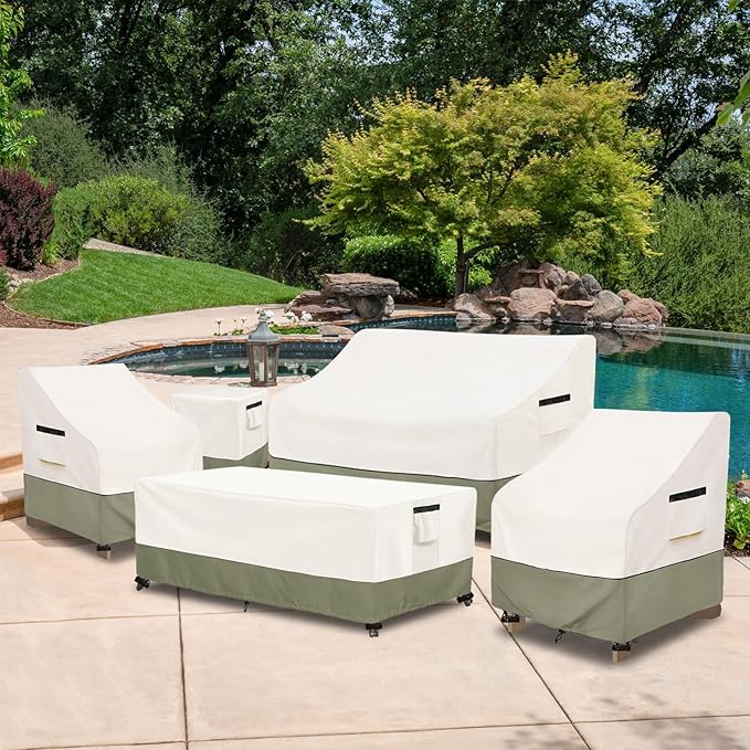 Outdoor Ottoman Cover 22 W x 22 D x 18 H inches,600D Heavy Duty Waterproof Patio Ottoman Cover,Patio End Table Covers