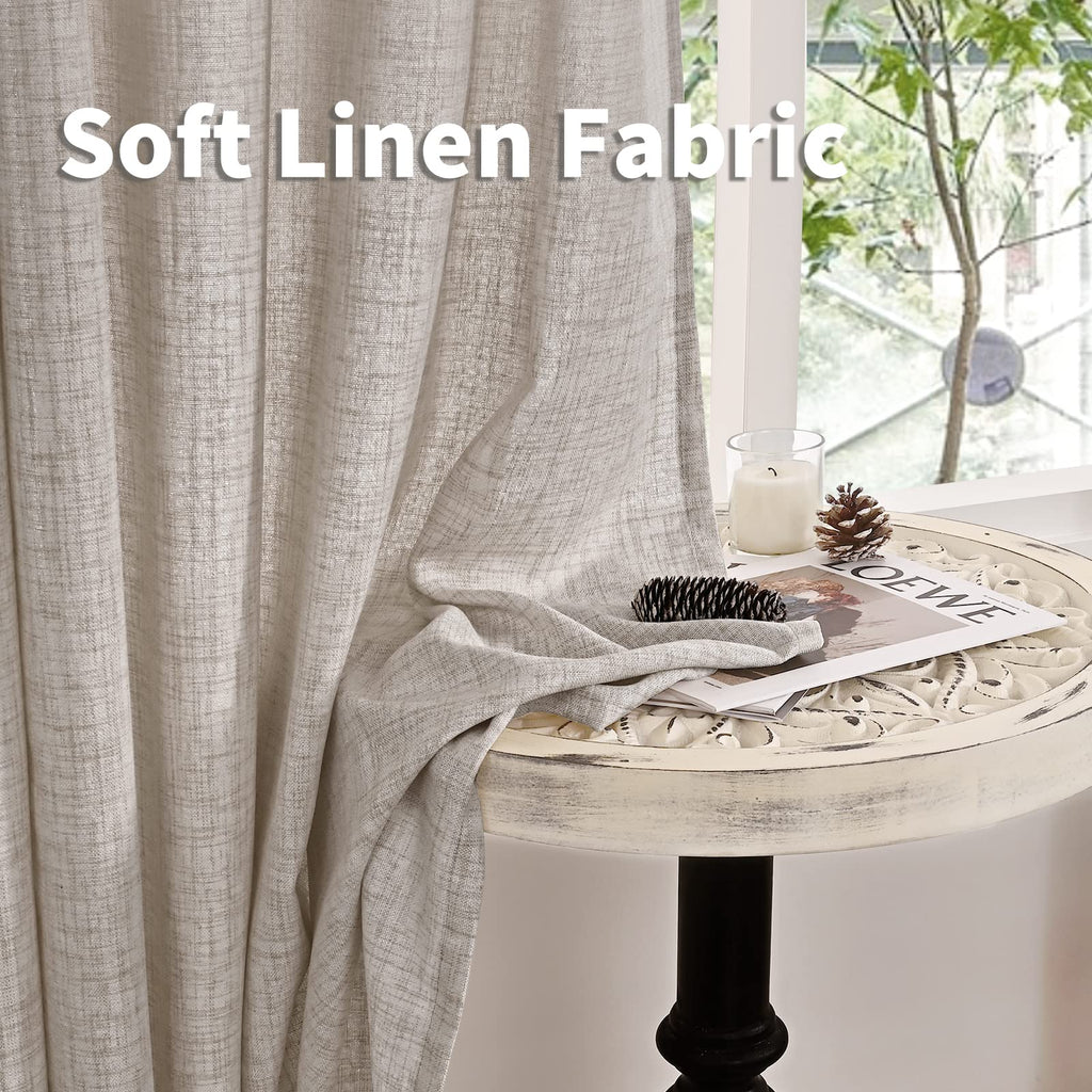 Linen Semi Sheer Curtains 63 Inch Length 2 Panels for Window (2 Count)