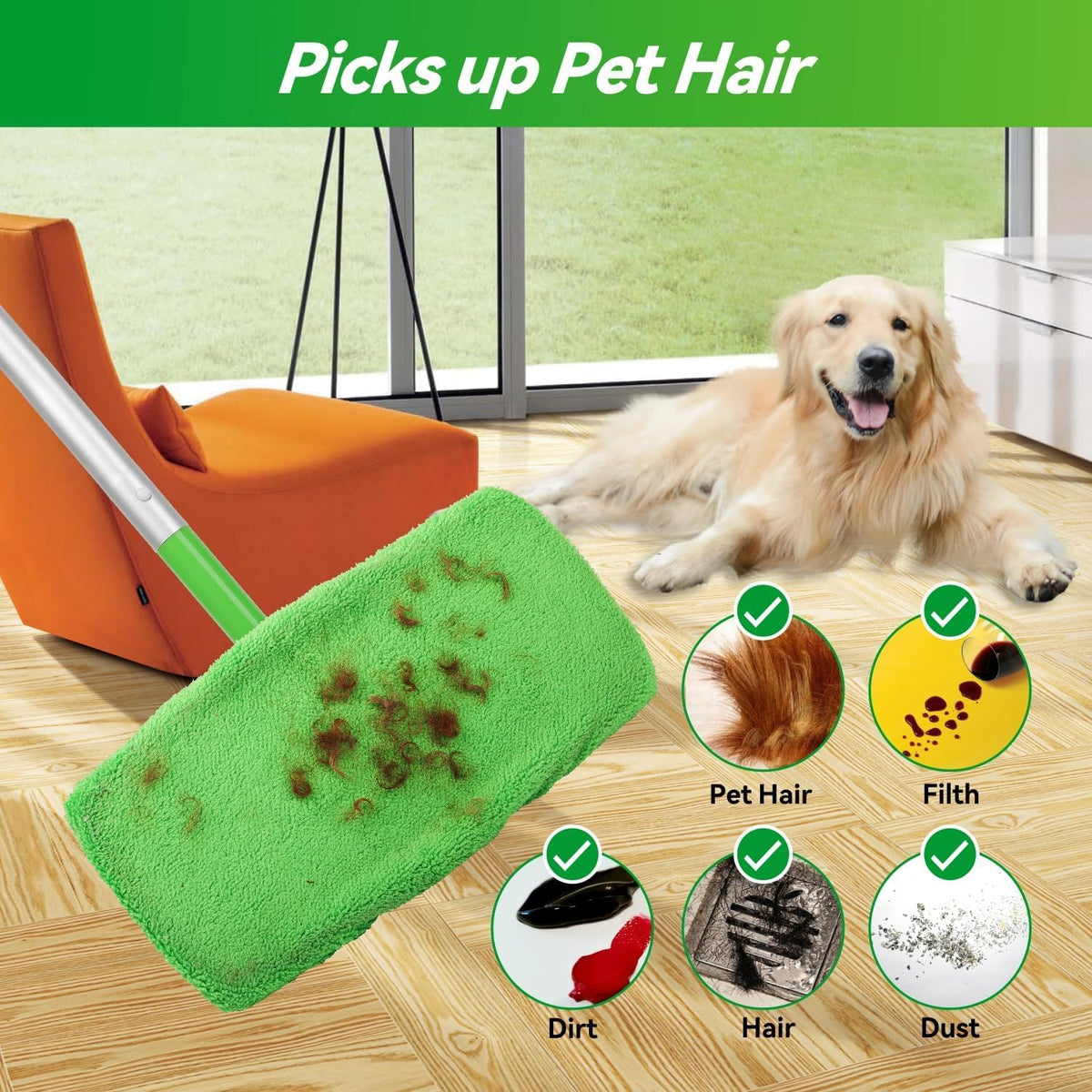 4PCS Reusable Microfiber Mop Pads for Swiffer Sweeper
