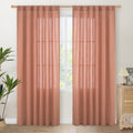 Terracotta Linen Semi Sheer Curtains 80 Inch Length 2 Panels (2 Count)