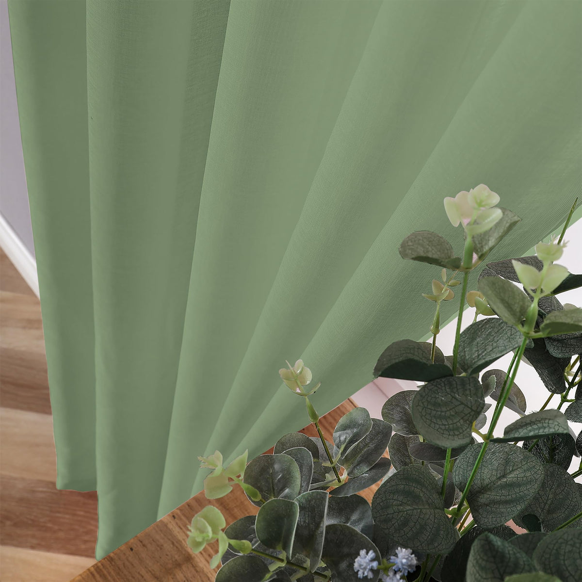 Sheer Curtains Linen Textured Bedroom Curtain Sheers Light Filtering Rod Pocket Voile Curtains for Living Room