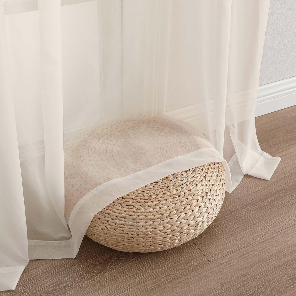 Cream Sheer Curtains 48 Inch Long (2 Count)