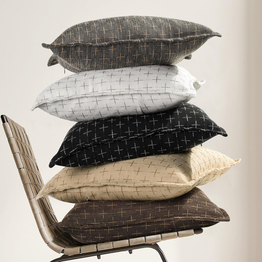 Pillow Covers 26x26 Set of 2 Soft Polyester Textured Pillow Covers with Stylish Flange Edge Cozy Farmhouse Throw Pillows for Couch Bed Sofa Living Room (2 Count)