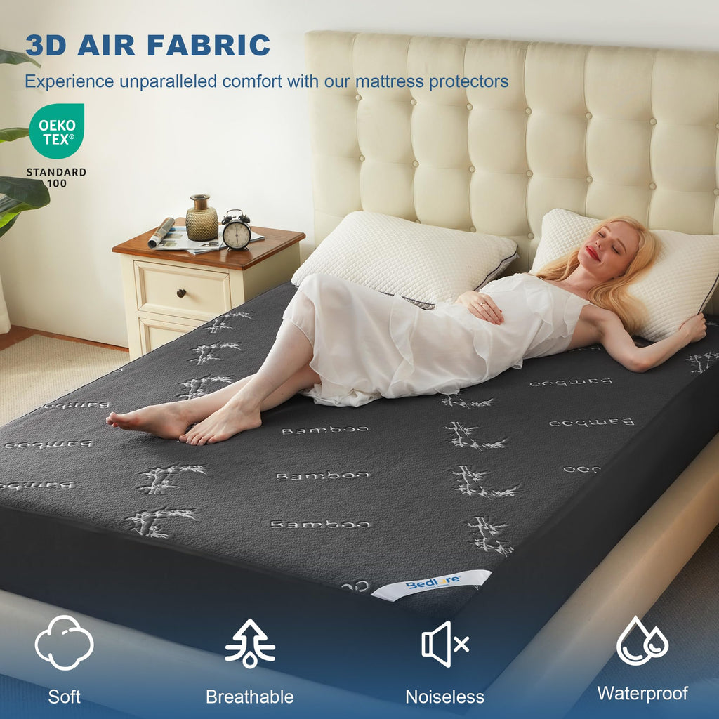 Queen Size Waterproof Mattress Protector Bamboo Viscose Bed Cover
