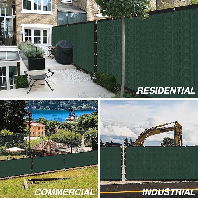 ECOOPTS 8'x86' Privacy Fence Screen Windscreen with Copper Grommets, Fit for Commercial Fence and Residential Garden Outdoor 90% UV Blockage, Cable Zip Ties Included (Green)